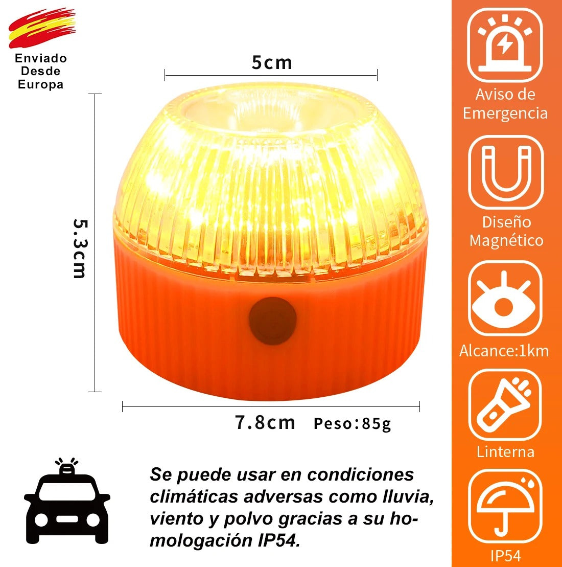 LUZ DE EMERGENCIA V16 HOMOLOGADA